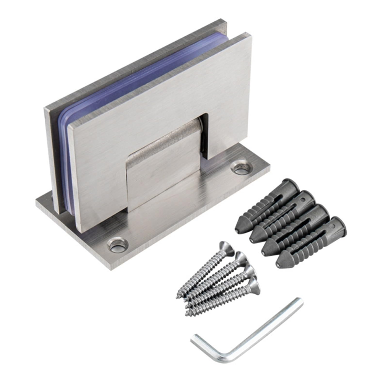 AUNANGLJSCS 1 PCS 90 Degree Shower Door Brushed Stainless Steel Hinge Clamp Wall Bracket for Bathroom 8-12mm Thick Glass Replacement