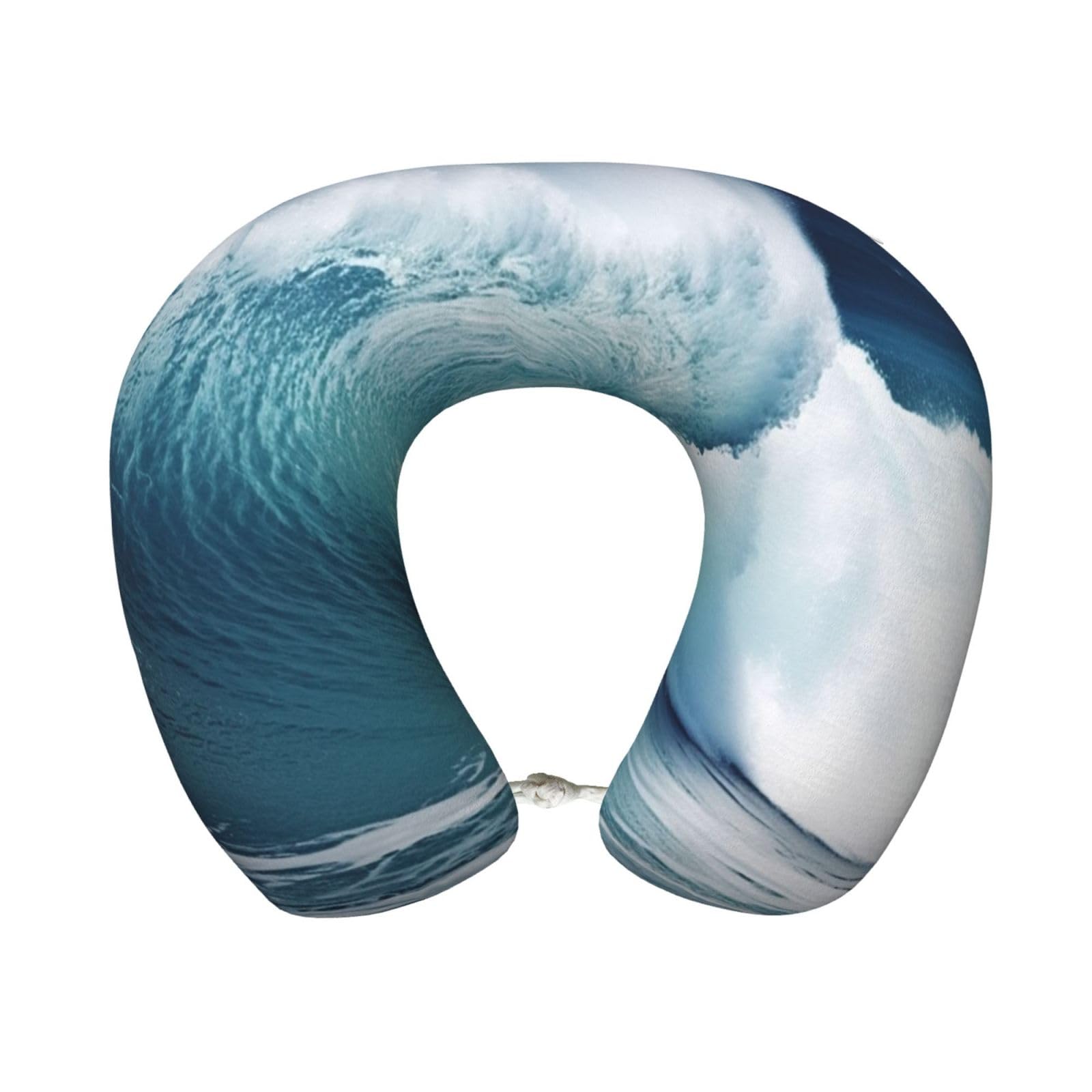 peiyeety Ocean Waves Travel Pillow Memory Foam - Comfortable U Shape Neck Pillows for Sleeping, Neck and Head Support Portable Airplane Pillow Adjustable Flight Pillow, Washable Cover