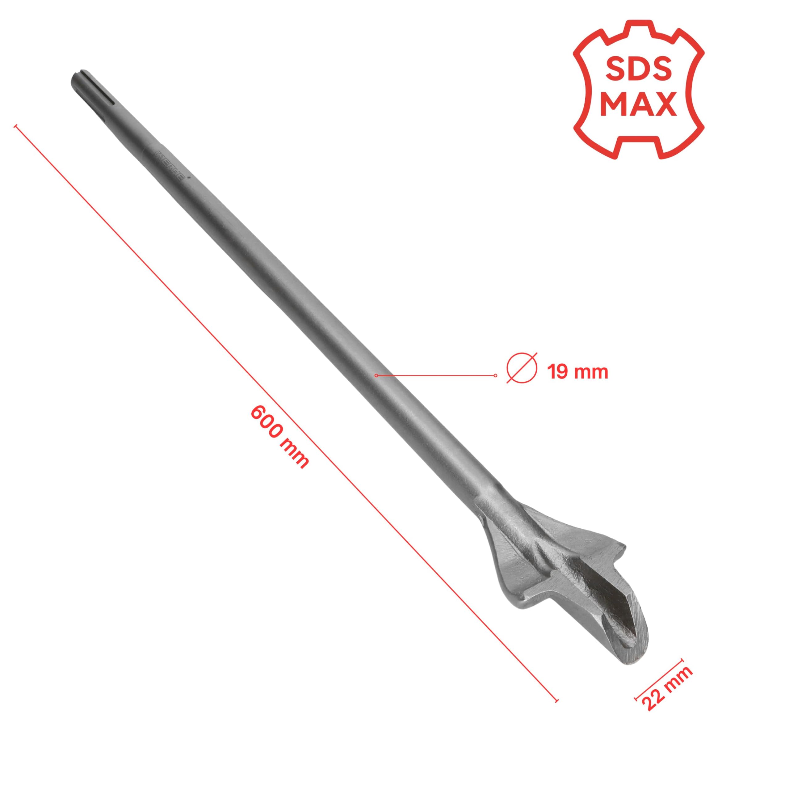 WERHE® SDS MAX 60 x 600 mm Flying Chisel - Channel Chisel for Hammer Drill - Gouge for Chiselling in Brick and Concrete - Image 2