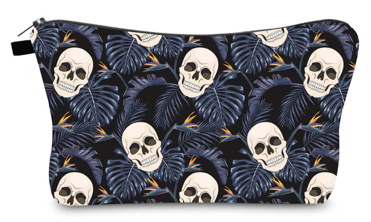 FAVORTALK Makeup Bag Travel Make up Organiser Bag Storage Vanity Case Makeup Bags for Women Makeup Box Cosmetic Bags with Fashion Skull Pattern -B1164