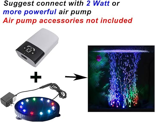 Miniatura 3 de 3.6 pulgadas 9 luces LED de burbujas de acuario, piedra de aire sumergible, para tanque de peces sumergible, lámpara de burbuja de aire para