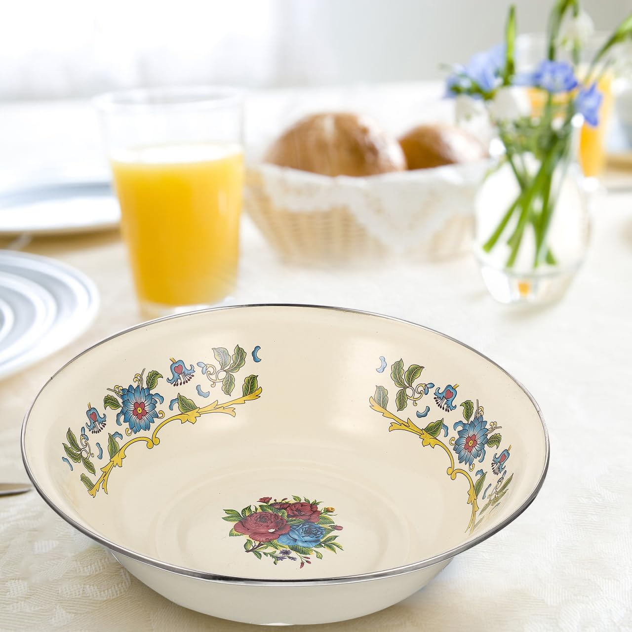 Stoviglie Zuppiera smaltata ciotola di pasta smaltata bacinella di olio di strutto catino vintage arredamento casa contenitori contenitore smaltato lavabo in stile retrò lardo