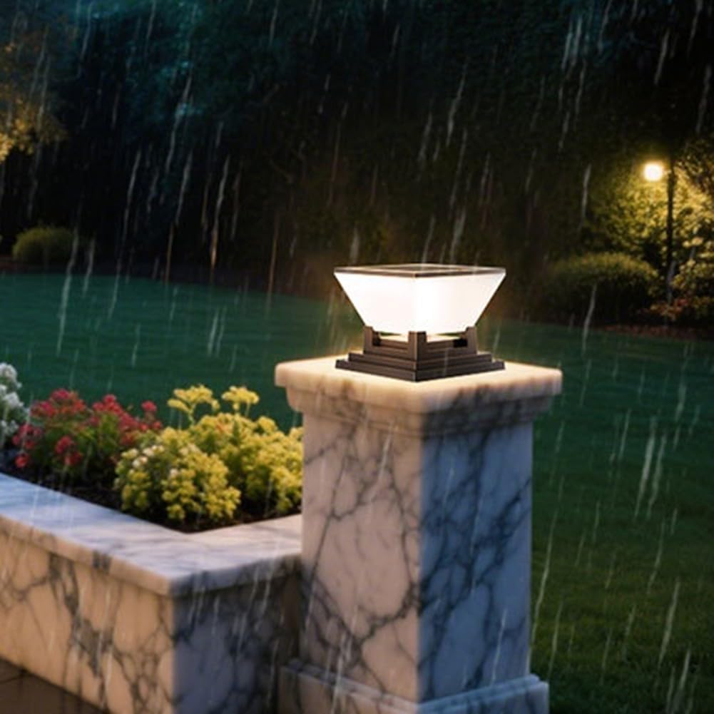 Lampada a LED solare IP65 per recinzioni da giardino dal tramonto all'alba, per pali da 7 x 7, 8 x 8, 9 x 9, 10 x 10 cm, colore nero