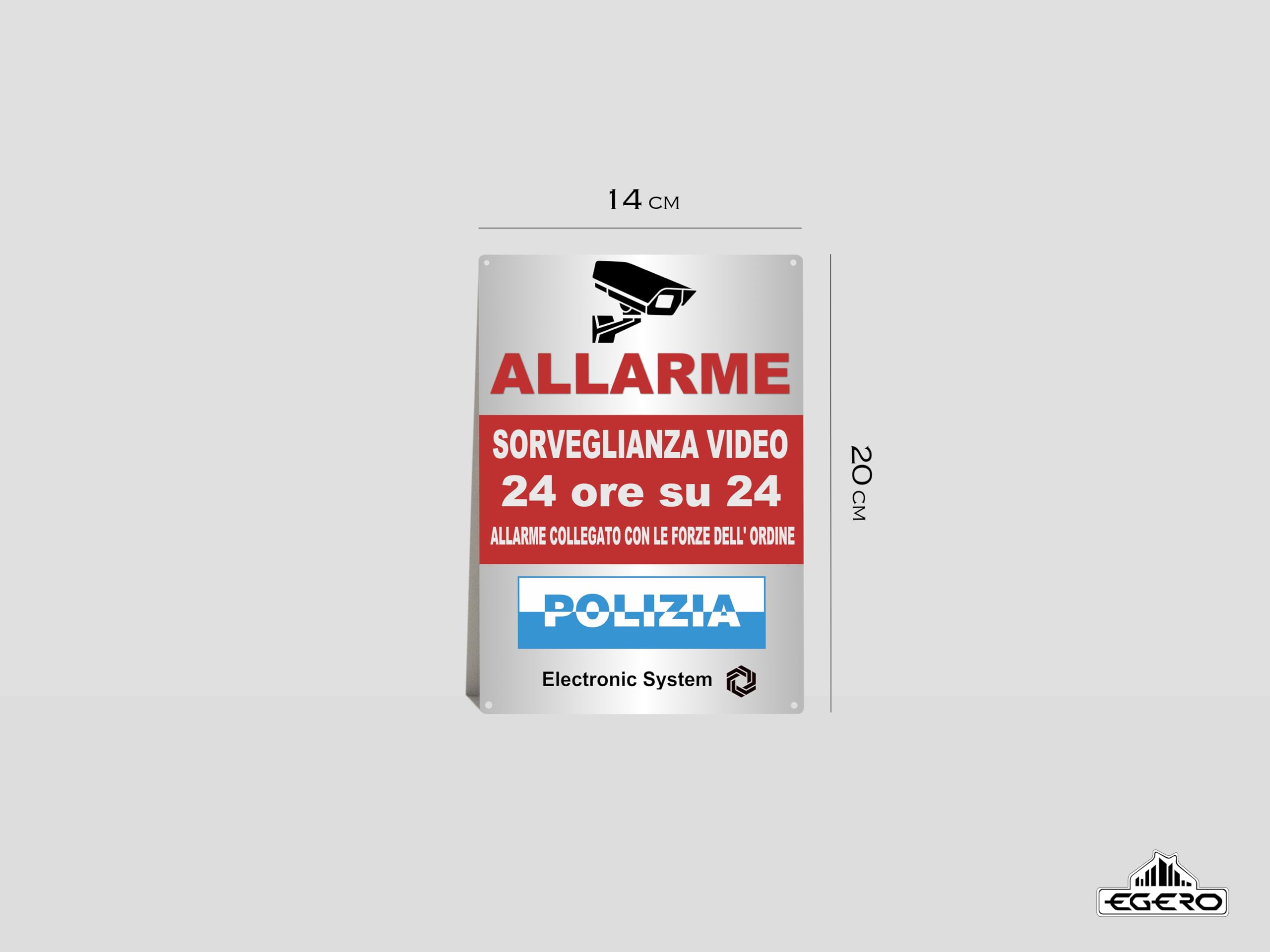 Panello in PVC per Casa, Edilizia, Commercio, Garage. Adesivi di sorveglianza video di qualità professionale. (Polizia)