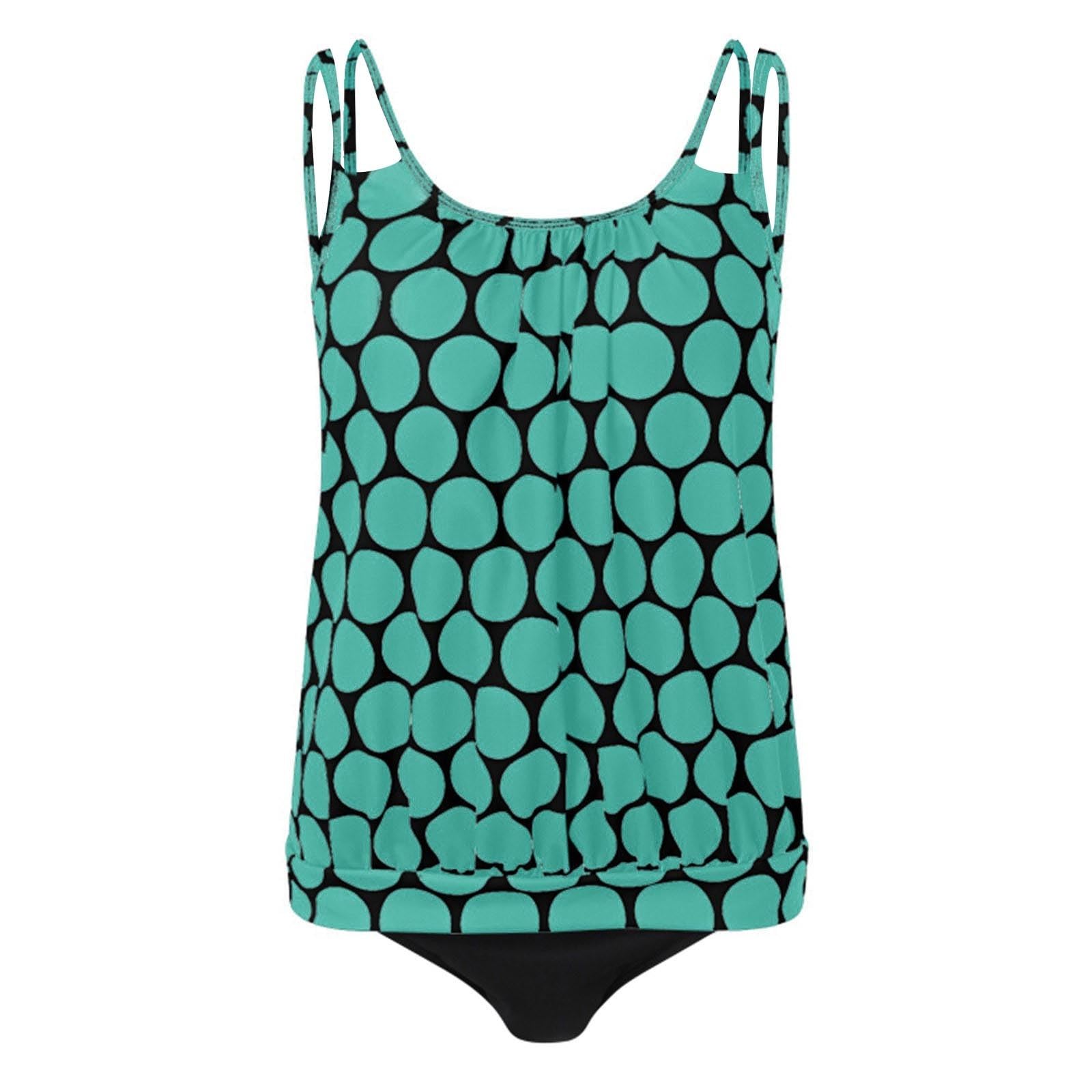 Damskie stroje kąpielowe tankini zestaw plażowy okrycie basen wydrążony top bikini z szortami kąpielowymi konserwatywny dwuczęściowy strój kąpielowy, miętowa zieleń, M