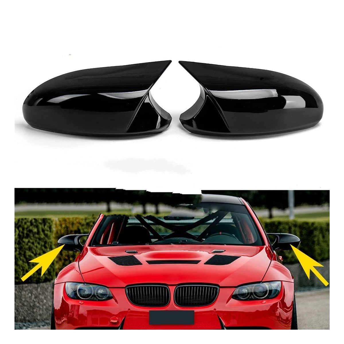 Espejo Retrovisor Coche Tapa Cubierta Espejo Retrovisor Lateral Coche Estilo M Para BMW E90 E91 2005-2007 E92 E93 2006-2009 Cubierta Espejo Retrovisor Adicional (Color : 1 UK)