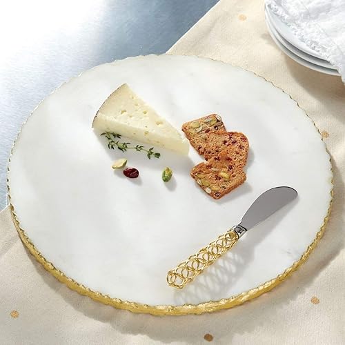 Miniatura 2 de Mud Pie 4755024 Gold Edge Marble Set Serving Board, One Size, White
