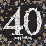 Amscan 501545 Sparkling Paper Napkins, 5 x 5 x 0.6 inches, Black