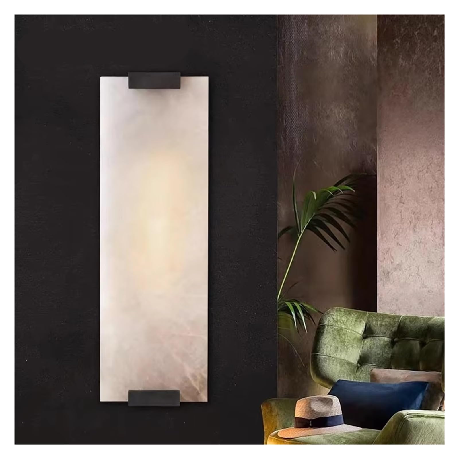 SMCCYYSD Luxury Natural Marble Wall Lamp G9 - Elegant Bedside & Corridor Lighting Fixture for Kitchen, Bedroom, Hallway Stairs Stylish Indoor Home Decor (Black 46cm)
