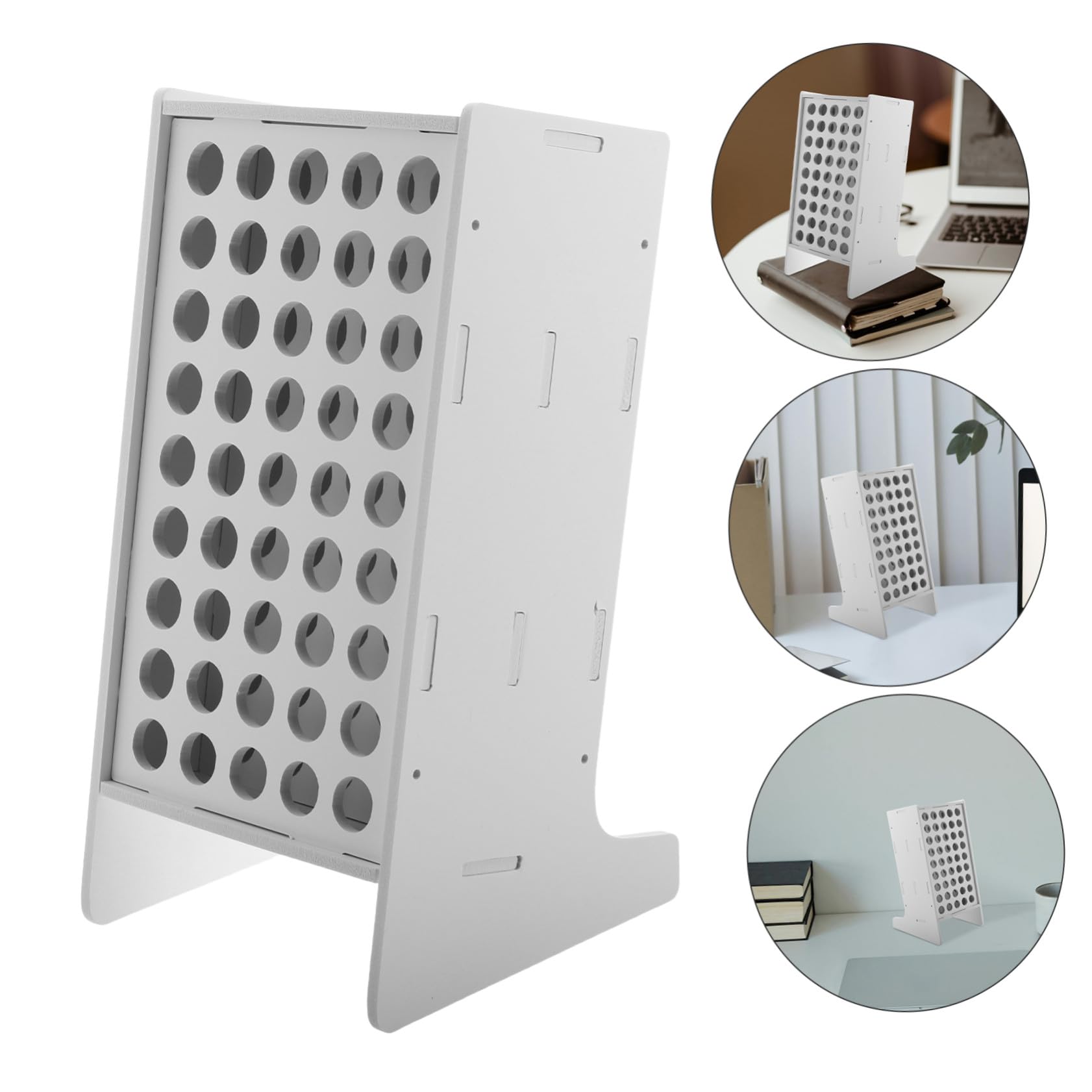 Organizzatore Portapenne e Design Inclinato Bianco 45 Fori in Plastica Multi Funzionale per Festa Scuola Decor, per Ragazzo Ragazza in Scuola e Asilo