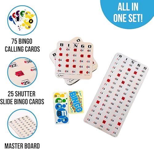 Miniatura 2 de Regal Games - Juego de tarjetas de bingo estándar con punta de dedo con tablero maestro y tarjetas de llamadas grano de madera marrón - 25 tarjetas