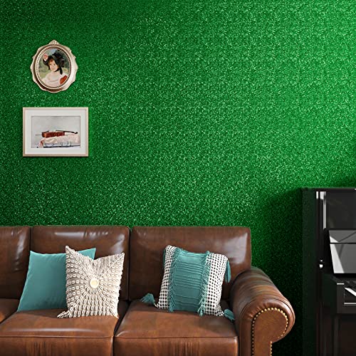 VaryPaper Green Chunky Glitter Wallpaper 40cmx200cm Peel and Stick Green Sequin Sparkle Contact Paper Sticky Back Plastic Art Deco Wallpaper for Living Room Holiday Decor Furniture Wrap - Image 2