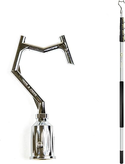 DOCAZOO DocaPole 7-30 Foot Pole Hook Extension Pole | Boat Hook Pole | Telescopic Pole Hook for Hanging Lights | Retrieval Hook | Pool Hook | Clothing Hook Pole | Telescoping Hook | Big-Reach Hook?