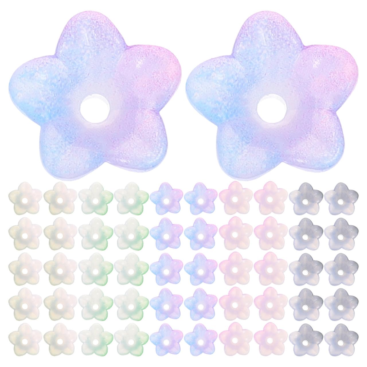 OSALADI Large Acrylic Beads for Jewelry Making 500pcs Flower Beads Set DIY Bracelet Supplies