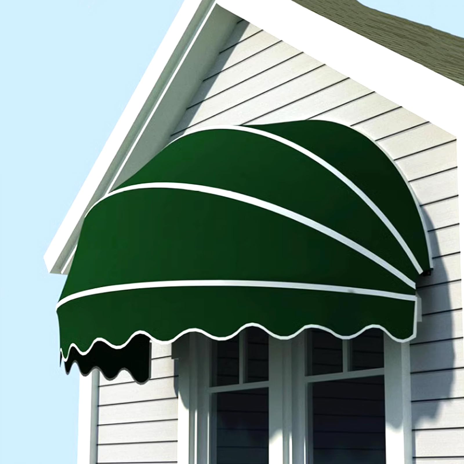 Tenda Cappottina da Sole a Ventaglio, Modello Pieghevole per Balcone, Tettoia per Porta a Cupola, Protezione UV Antipioggia per Porte e Finestre (Diametro: 110cm/43in, Verde)