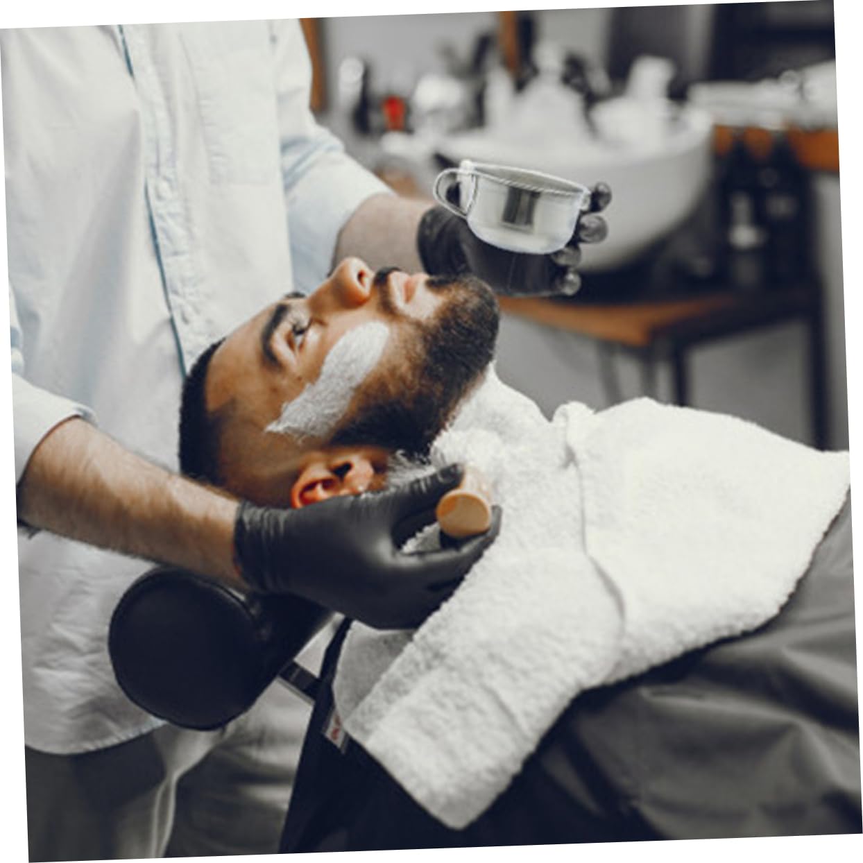 TOVINANNA Shaving Cup Shave Bowl Stainless Steel Shaving Bowl Perfect for Family Barber Shops