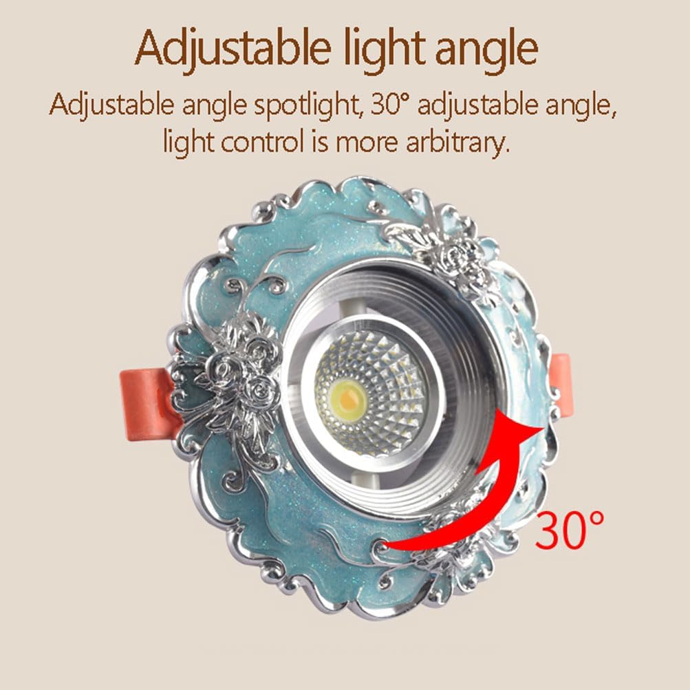 3CCT Dimmable 4.3 Inch LED Recessed Downlight in Blue Resin, Mediterranean Style with 30° Adjustable Angle and Baffle Trim,4 Pack Ceiling Lighting,led can Lights