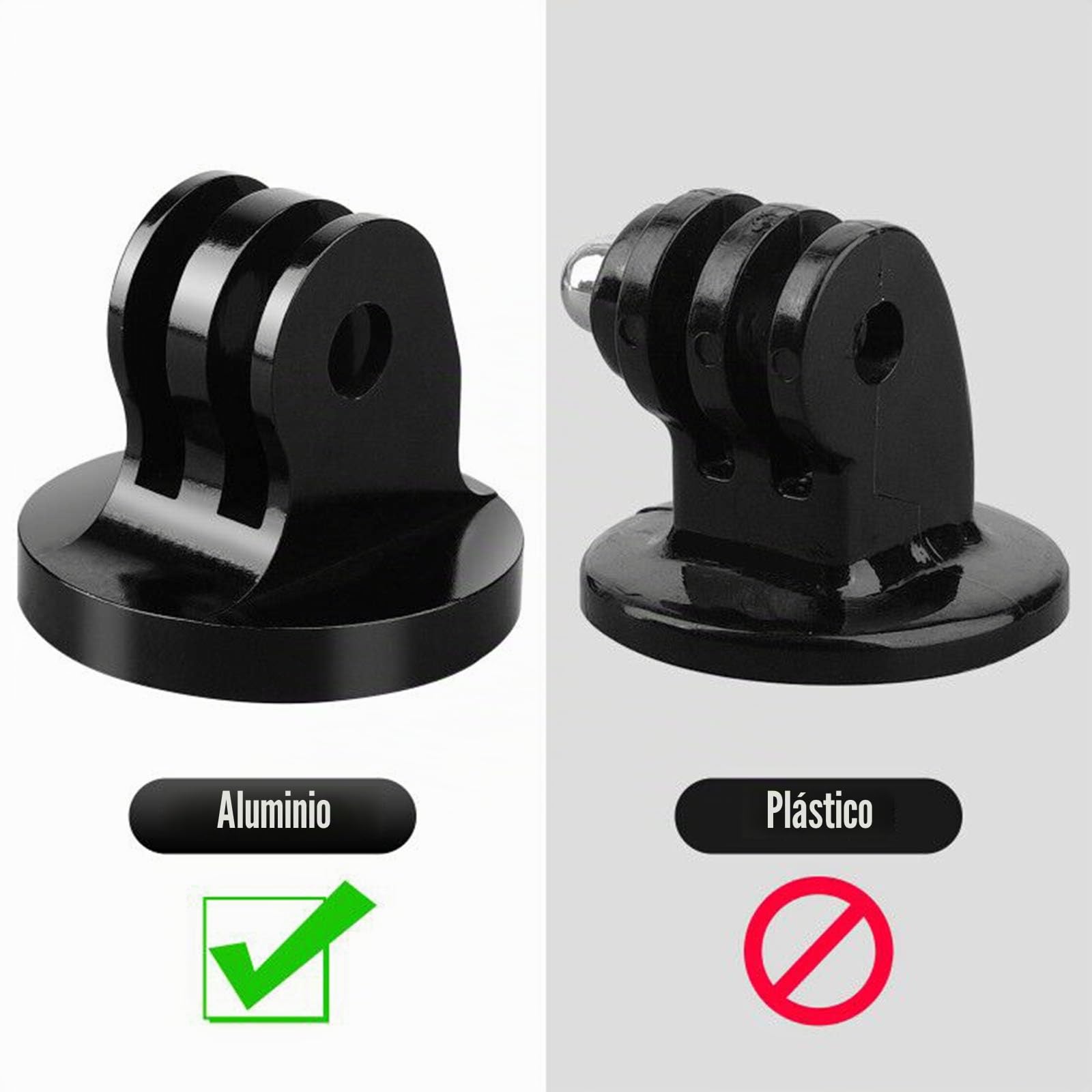 Adaptador de Montura Trípode Aluminio 1/4-20 Soporte Accesorio Cámara Compatible con Gopro Hero 8, 7, 6, 5, 4, 3+, 3, 2, 1, DJI OSMO Action y Más - 2 Pack