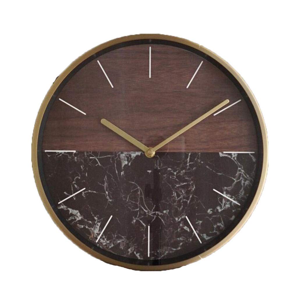 Horloge Mur Nordique Creative salon rond noir motif marbre quartz decoration