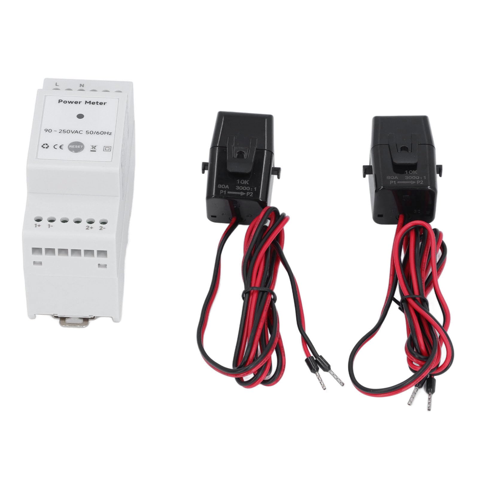 Hyuduo Licznik Energii WiFi, Jednofazowy Monitor Mocy z 2 Zaciskami CT 80A do Instalacji Fotowoltaicznej i Sieci, Monitorowanie Napięcia i Prądu w Czasie Rzeczywistym, częstotliwość, 90