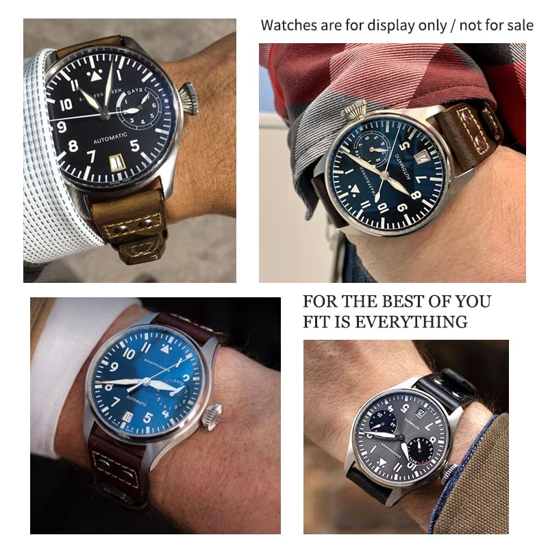 Bracelet cuir rivets compatible IWC Spitfire robuste - 4