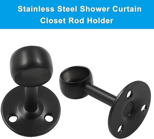 Miniatura 4 de Suiwotin Paquete de 8 soportes para barra de cortina de armario de 1 pulgada, soporte de acero inoxidable para barra de armario, brida de barra de