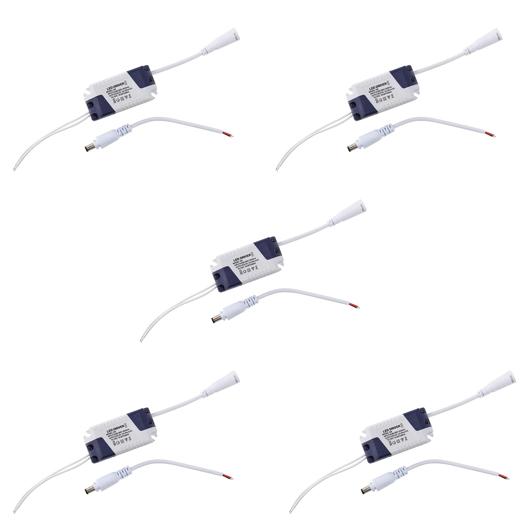 Jnchdghwa As Shown 5X Ac 90-240V To Dc 9-12V 3W Constant Current Led Strip Power Driver Transformer