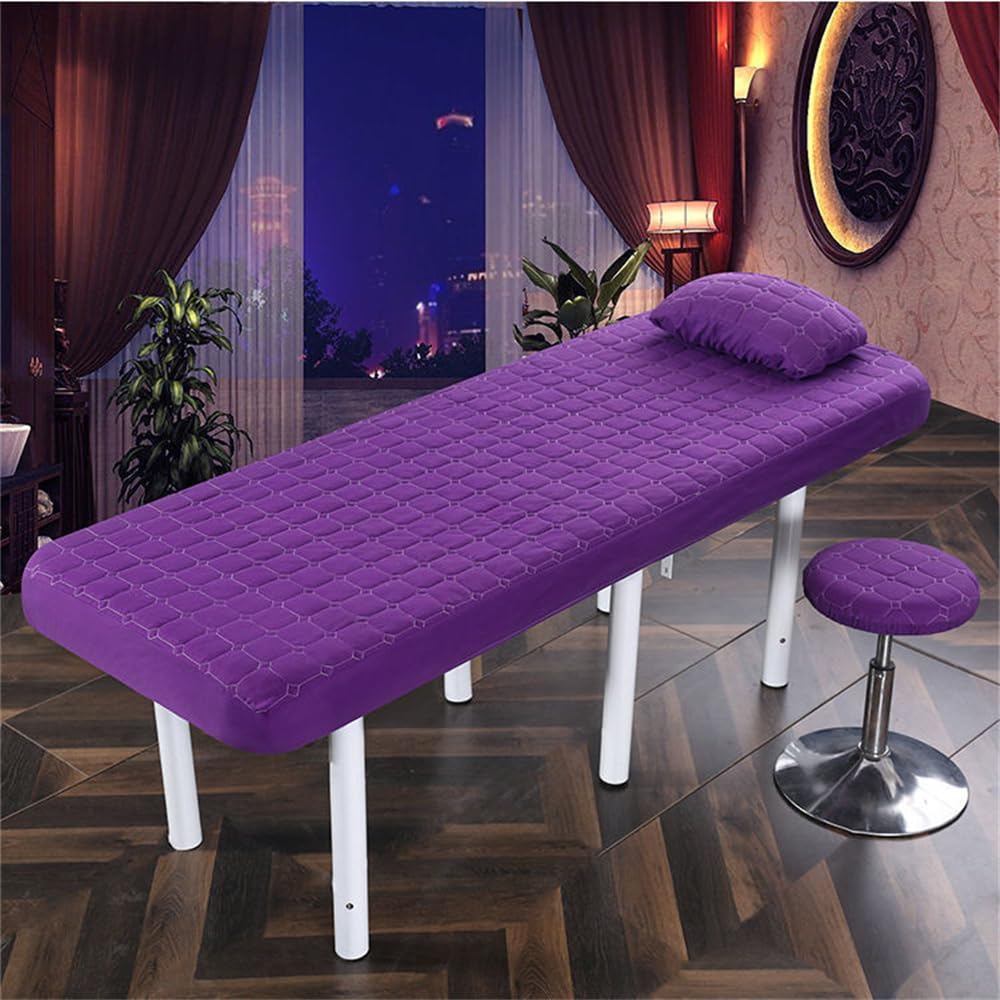 Highdi Lenzuolo Per Lettino Massaggi Con Foro Viso, 185x70cm, Colore Ciano Scuro. Morbido, Traspirante E Lavabile, Con Angoli Elasticizzati. Perfetto Per Spa E Centri Benessere.