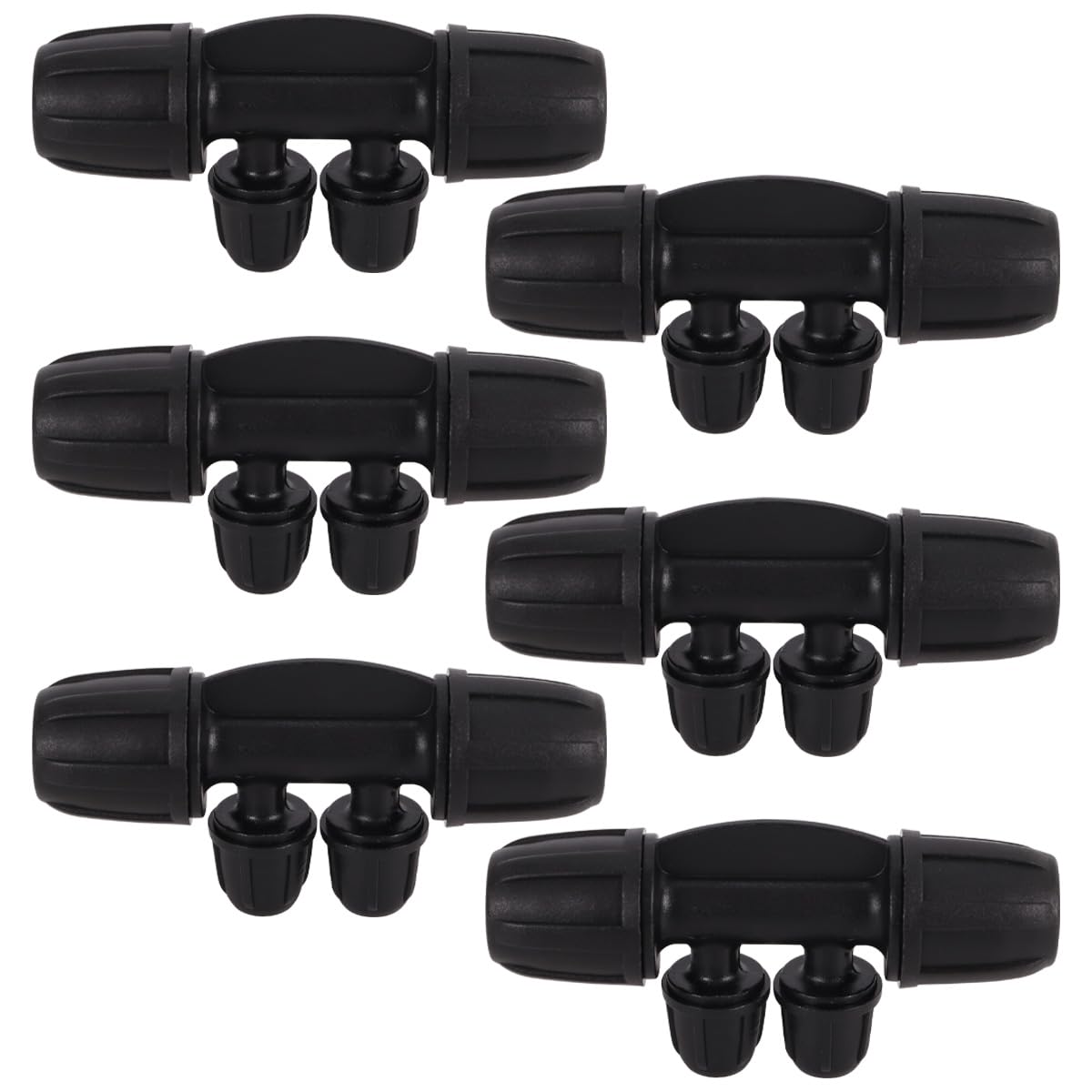 Alide 6 Pieces Barbed Tea Connector 4 Way Barbed Garden Hose Irrigation Connector for 8/12mm to 4/7mm Hose Garden Water Divider