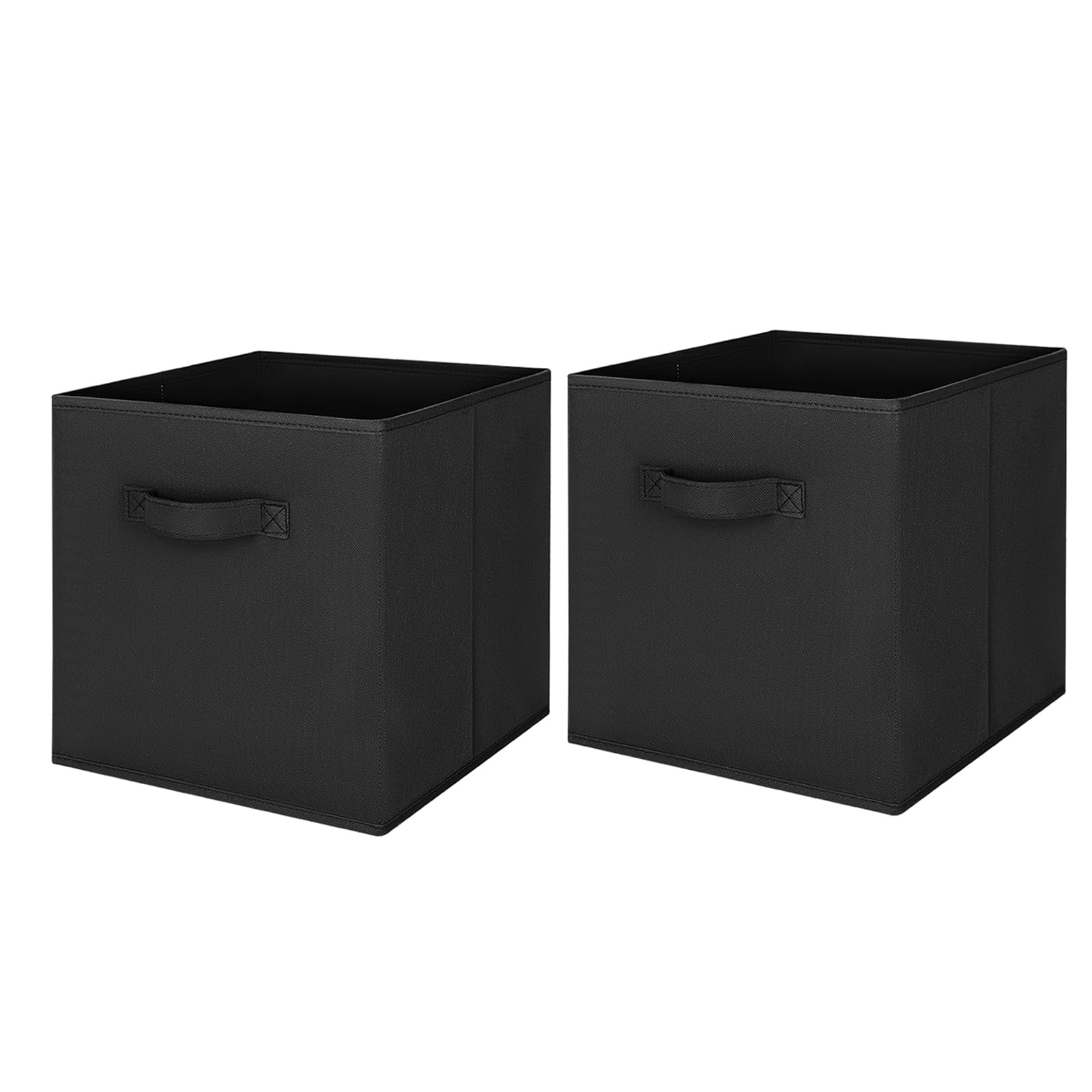 2pcs Cube Storage Box 27x27x28cm - Foldable Storage Box with Handles Storage Cubes for Home, Office & Nursery Organisation (Black)