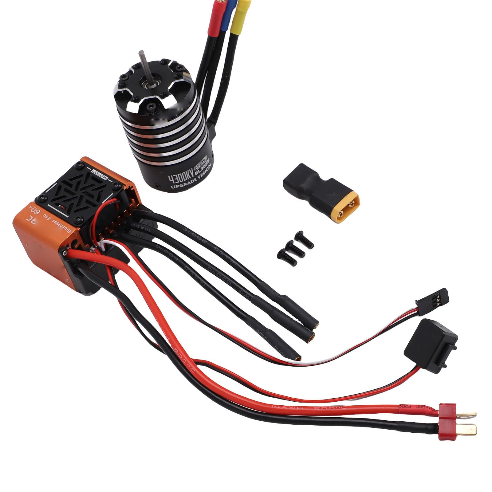 AMONIDA Wysokowydajny Silnik Bezszczotkowy 4300 KV i Zestaw Combo 60 A ESC do Pojazdów RC 1/10 1/12 Lekki i Wydajny