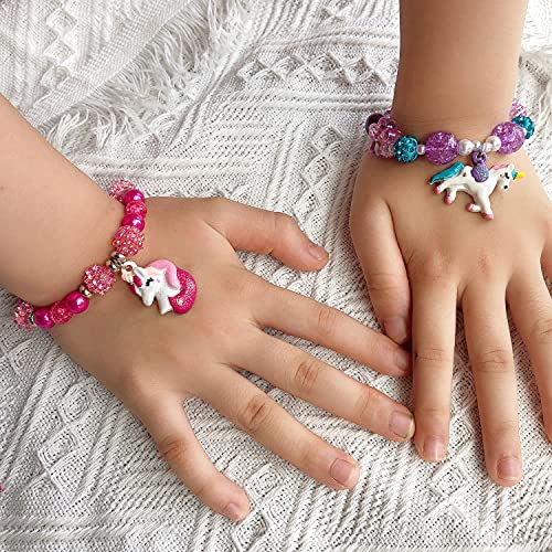 Elemirsa 5Pcs Little Girl Bracelet Kids Unicorn Bracelets Girl Unicorn Party Favor Pretend Play Bracelet For Toddlers Teens Charm Bracelet Gift Box #TOP3