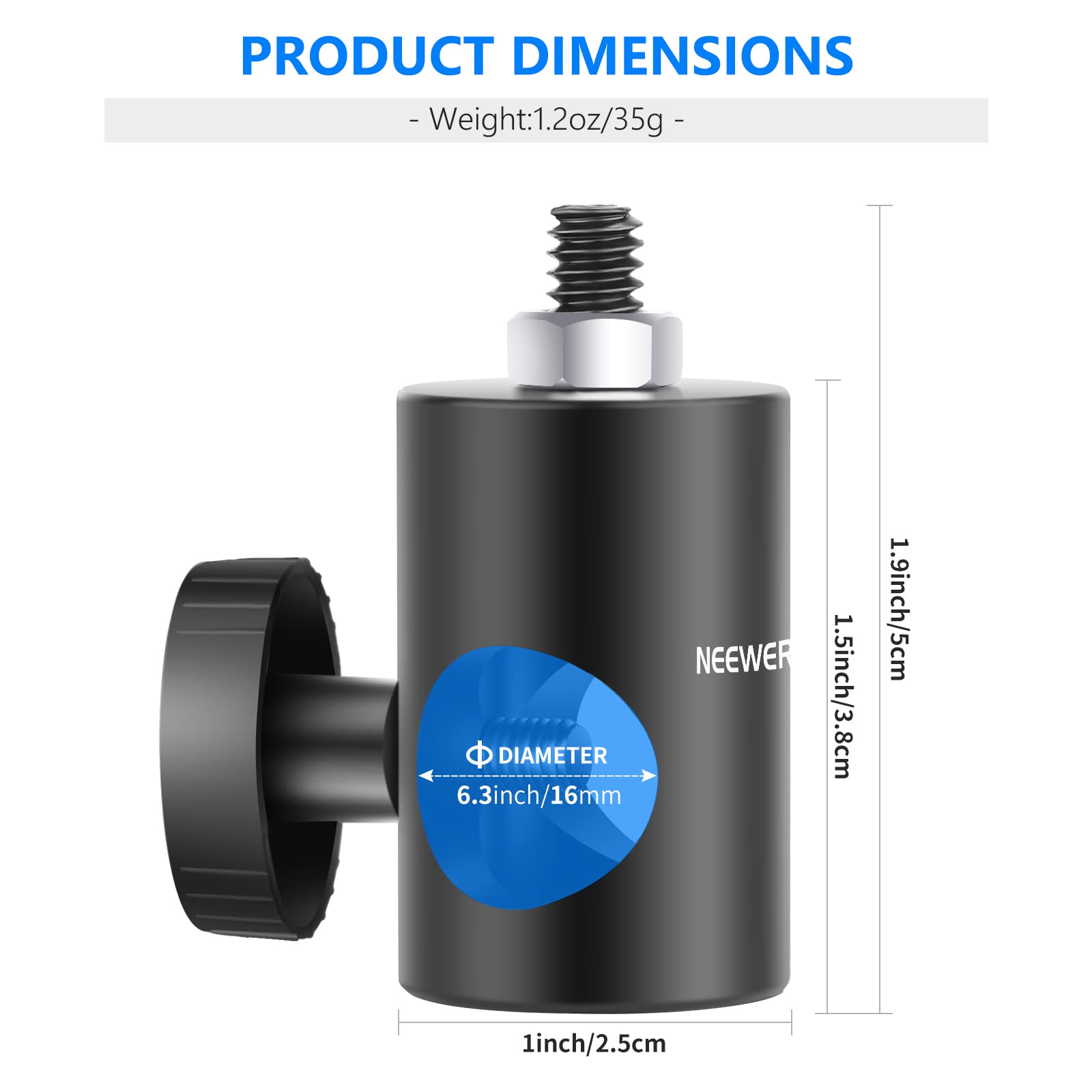NEEWER Adattatore Rapido Convertibile con Vite da 1/4" Confezione da 2, Adattatore multifunzione per l'estremita' del Supporto Luce — Adatto per il Supporto di Monitor da Studio — ST12