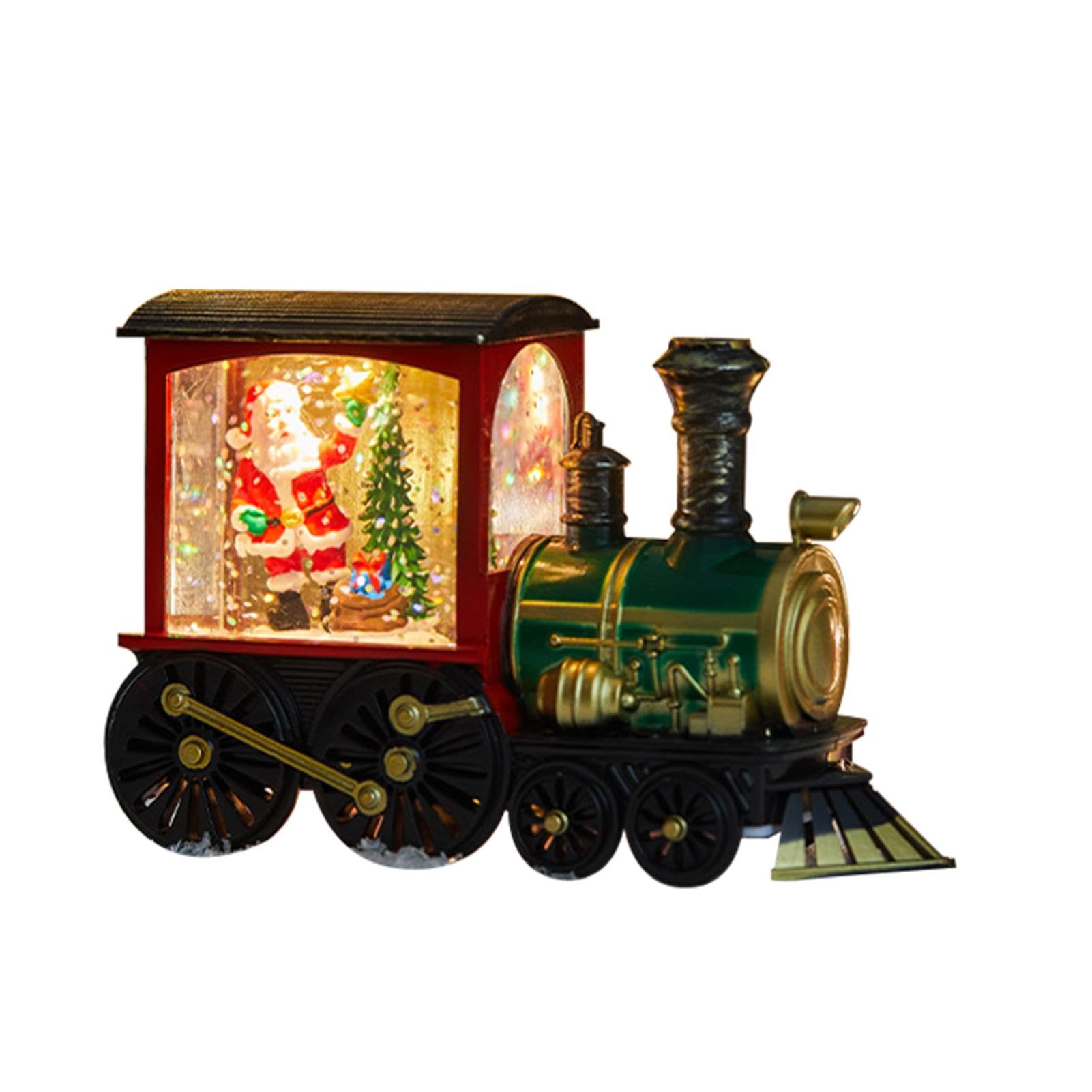 Christmas Snow Globe Lantern Train Lighted Swirling Glitter Snow Globe Ornament for Christmas Home Decoration