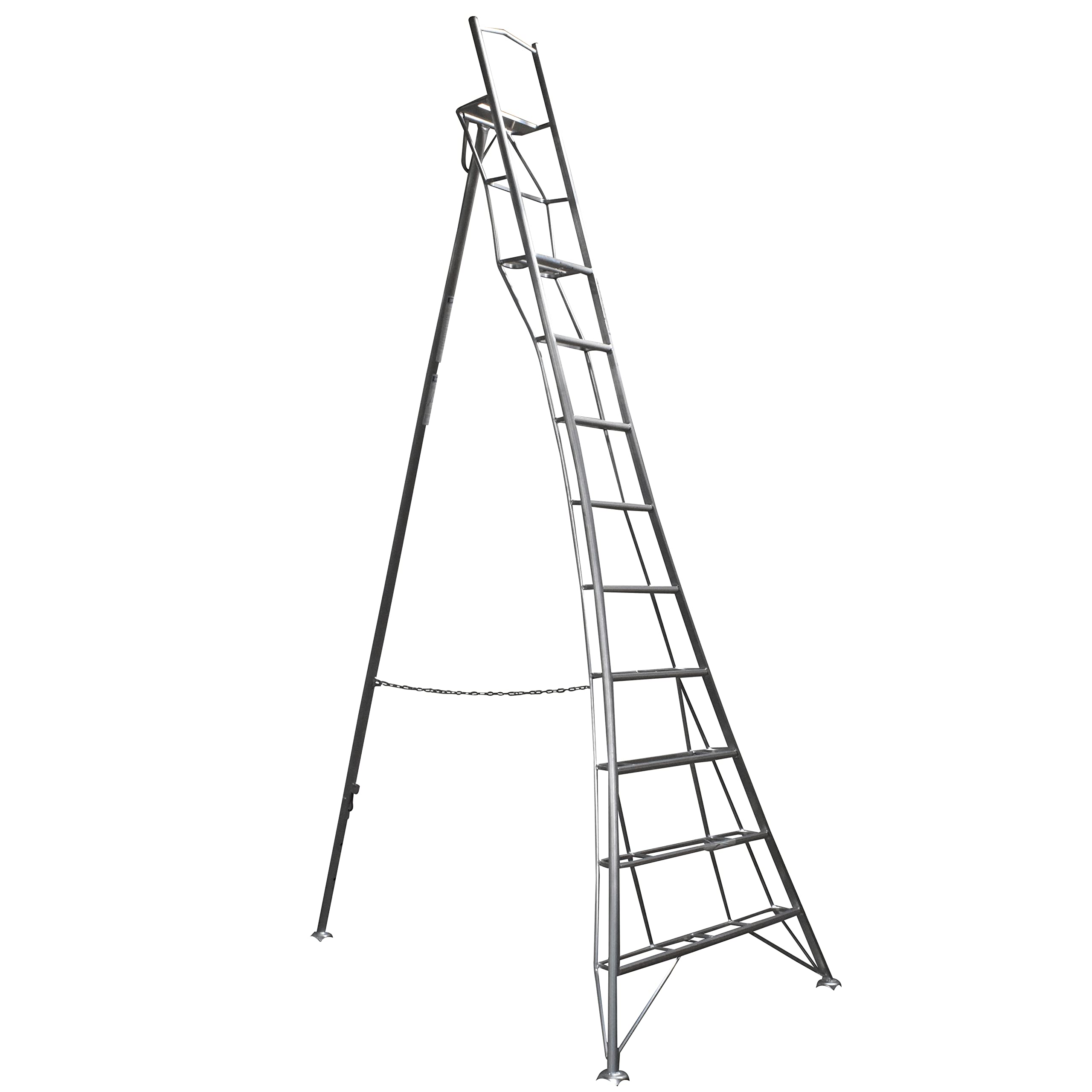 Garden Master® 1 Leg Adjustable Platform Tripod Ladder | Garden/Orchard Ladder | Auto Locking Clips | Claw Grip Feet | Free Rubber Feet | 150kg Load Capacity | EN131 Certified | 9 Steps | 3.6m