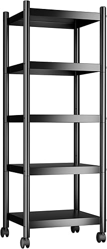 VETALLO Estantes de metal de 5 niveles, estantes para cocina, estante de almacenamiento para cocina, garaje, despensa, organizador de armario,