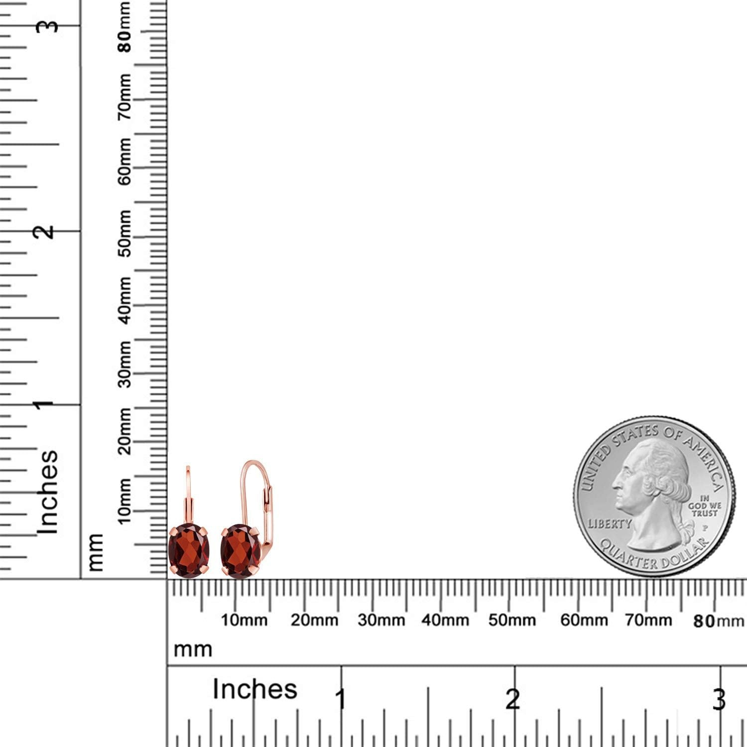 Gem Stone King 18K Rose Gold Plated Silver Red Garnet Earrings for Women | Gemstone Birthstone | Oval 8X6MM | 3 Cttw | Fine Jewelry Gifts for Her Mom Women Wife