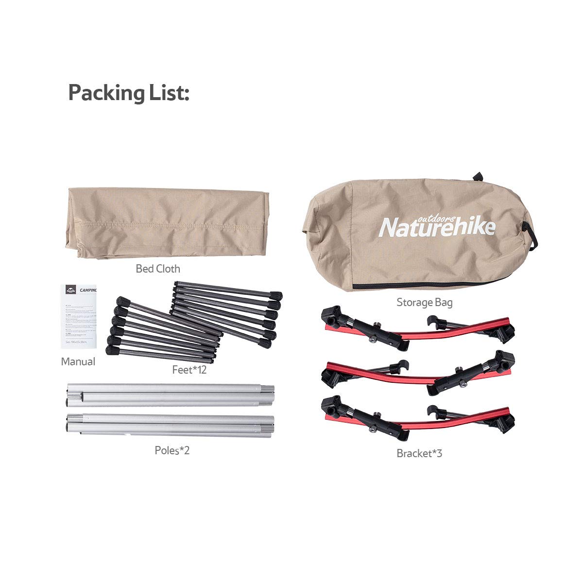 Naturehike Folding Camping Cot â€“ Deluxe Collapsible Single Person Bed for Indoor & Outdoor Use â€“ Ultra Lightweight, Comfortable, Heavy Duty Design Holds Adults & Kids Up to 330 Lbs (Khaki)