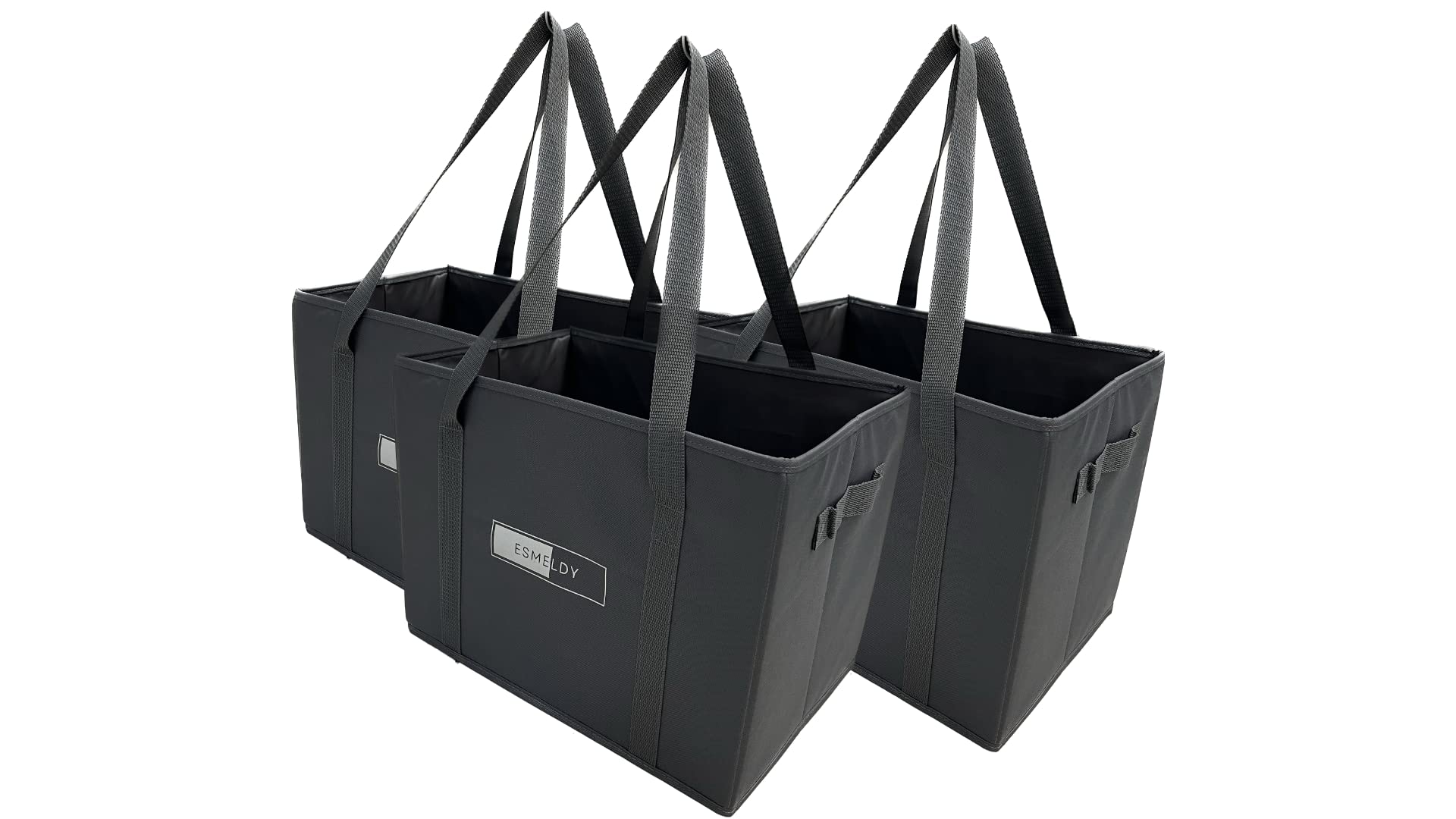 PRO Reusable Grocery Bags - Reusable Shopping bags for groceries (Kit of 3) grocery tote Bags with Long Handles, Reinforced Bottom and separator, Foldable shopping bag