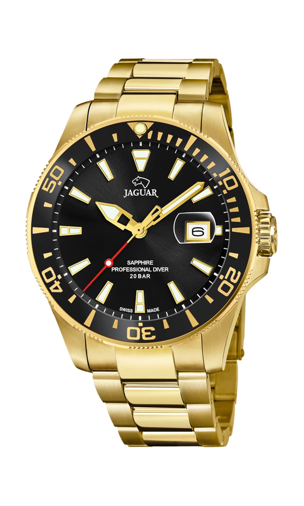 JAGUAR Executive Collection J877/3 Watch 43.5 mm Black Case with Plated Steel Strap for Men