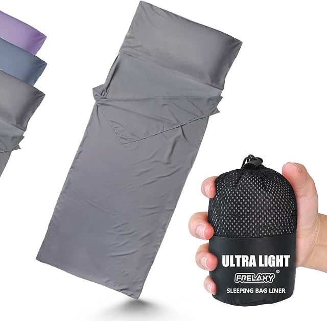 Frelaxy Ultralight Sleeping Bag Liner - Lighter & Compact, 3 Sizes Travel Sheets & Adult Sleep Sack, Comfy Breathable & Cooling & Silky Soft, Quick-Drying, for Backpacking, Hotel, Camping, Hostels