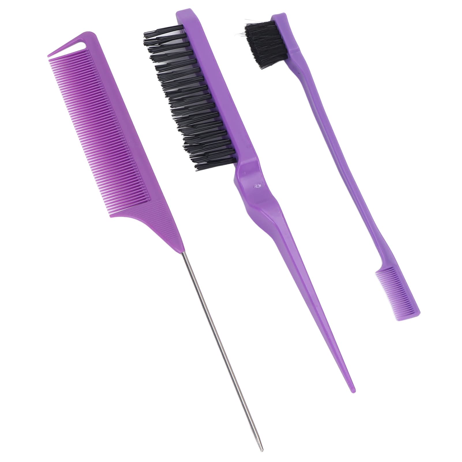 Jiawu 3 Pezzi Set di Pettini Barbiere con Pettine a Coda di Ratto Spazzola per Tinture per Capelli Pettine per Styling a Olio Strumento per Colorare i Capelli ABS estremità Appuntita in Acciaio