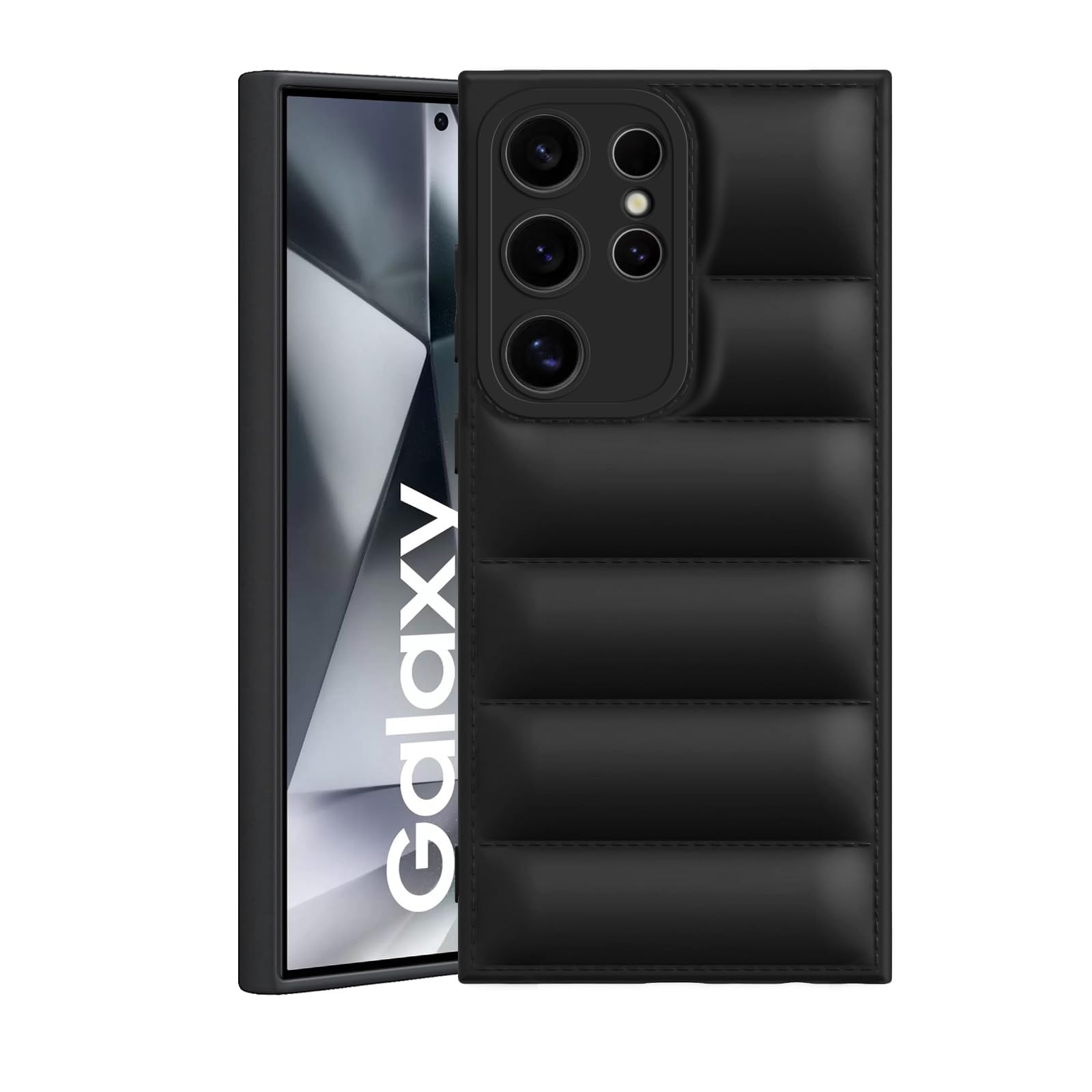 Amazon Brand - Solimo Puffer Case Camera Protection Soft Back Cover for Samsung Galaxy S24 Ultra - Black - Rubber (B0CV55PGQD) Amazon Price History, Amazon Price Tracker