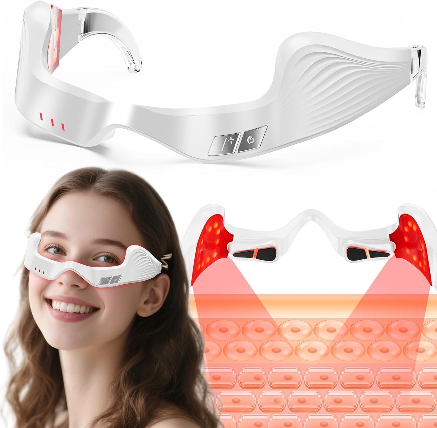 Under Eye Red Light Therapy Device Red Light Therapy Glasses Red 650 NM Red Light Eye Mask for
