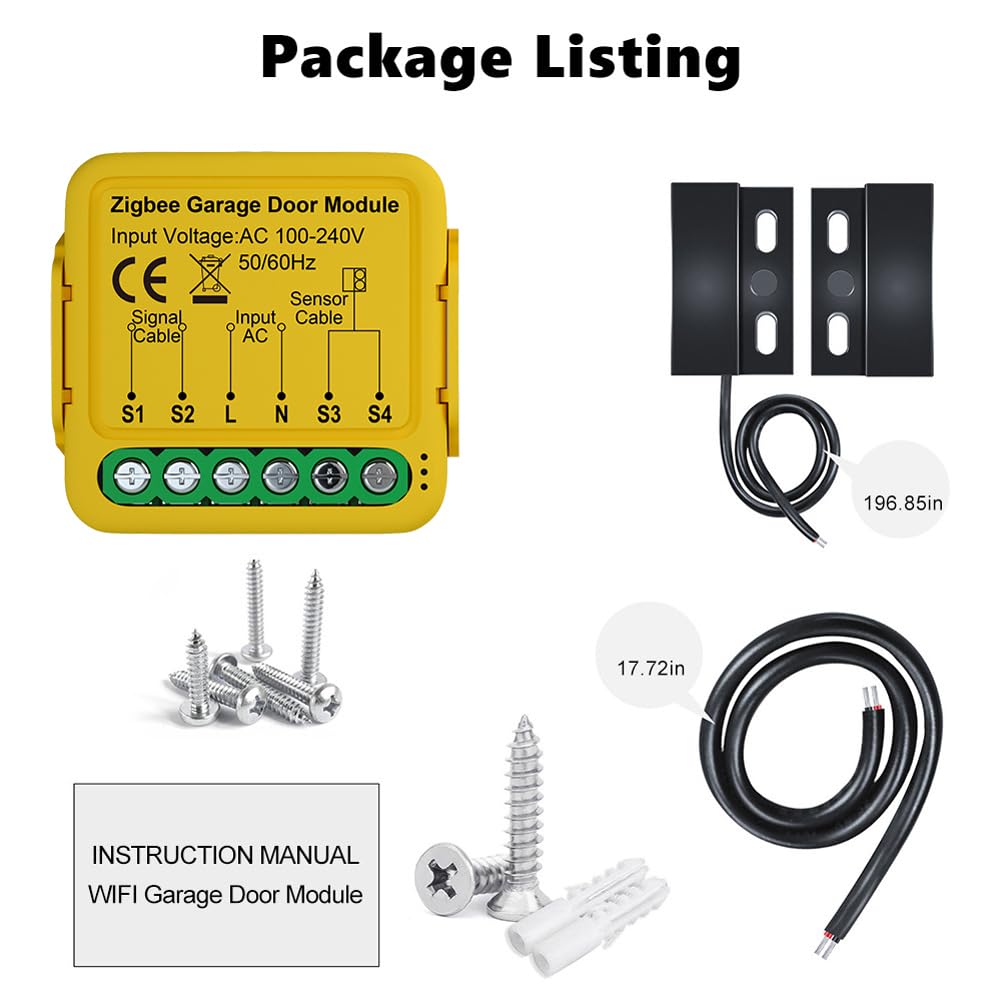 Jemora Tuya ZigBee Ouvre-porte Intelligent Module de contrôleur de porte de garage Télécommande de téléphone portable Tuya APP Contrôle compatible avec et Home pour la commande vocale