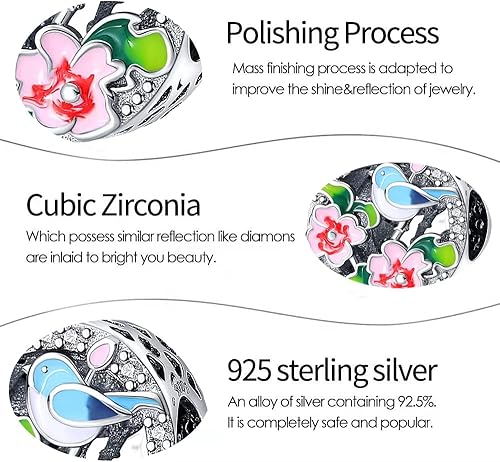 Miniatura 5 de LNQOBU Dijes de plata de ley 925 para pulseras y collares para mujeres y niñas (con una cuenta espaciadora)