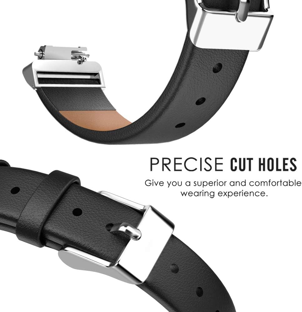 MoKo Watch Band Compatible with Fitbit Inspire/Inspire HR, Premium Genuine Leather Replacement Strap with Connector Fit Fitbit Inspire/Inspire HR Heart Rate + Fitness Wristband