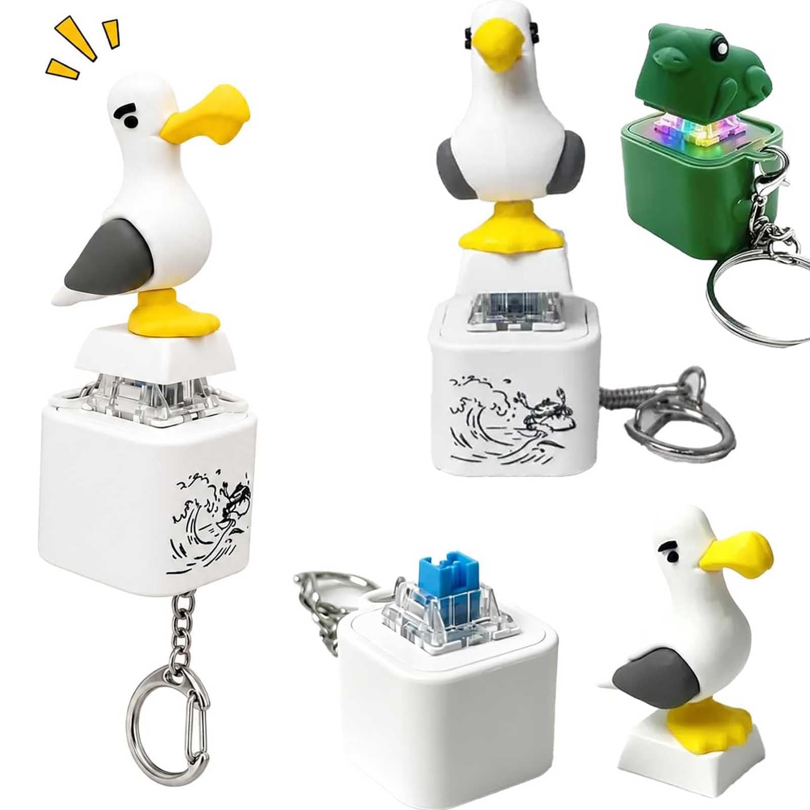Portachiavi Gabbiano "Mine!", Gadget Fidget Ricaricabile con Suono Reale Luce LED, Interattivo Divertente per Scrivania (a6)