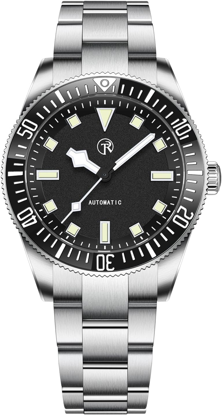 TAYSHILEY メンズ腕時計 自動防水腕時計 メンズ NH35 メカニカルスポーツ ステンレススチール アナログ腕時計 C3 Lume、自動巻き, シルバーブラックRT7910。, モダン Amazonで販売中 TAYSHILEY メンズ腕時計 自動防水腕時計 メンズ NH35 メカニカルスポーツ ステンレススチール アナログ腕時計 C3 Lume、自動巻き, シルバーブラックRT7910。, モダン Amazonで販売中