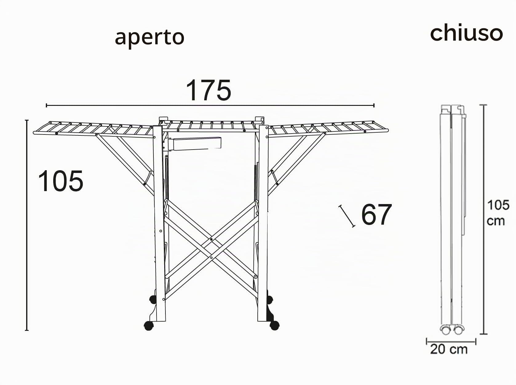 Arredamenti Italia Stendibiancheria 999 AIRONE, Legno - Chiudibile - 21 mt stendibili - Finitura Ciliegio group Srl